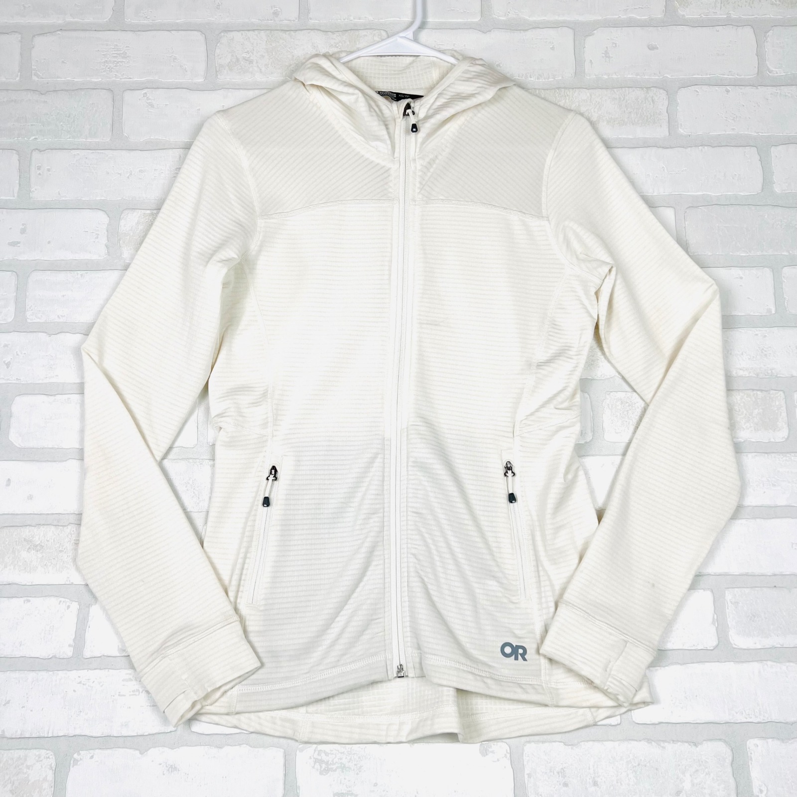 Outdoor Research Vigor Full Zip Grid Fleece Hoodie Womens Xs White Activewear